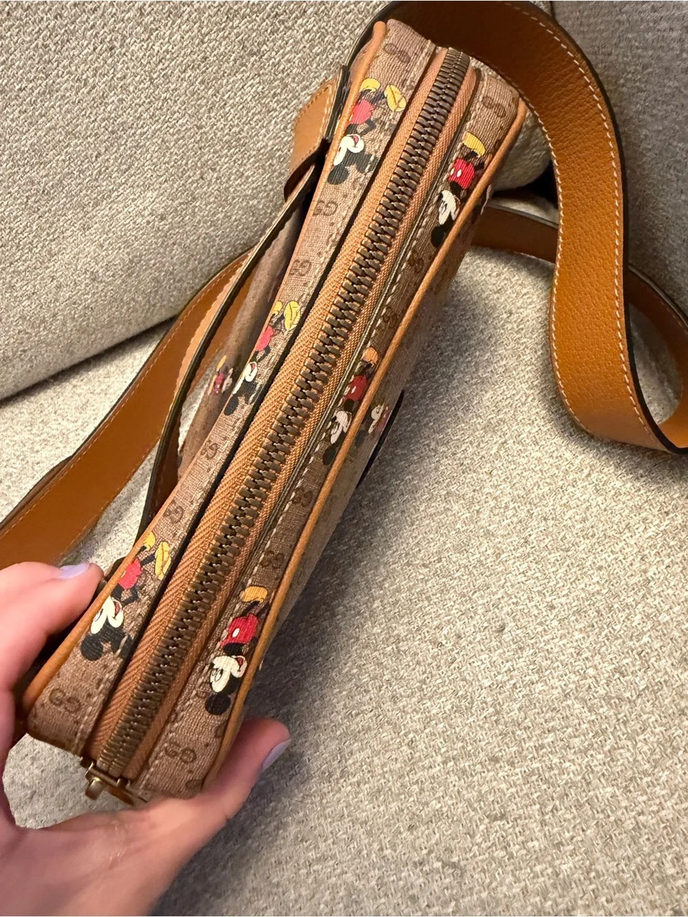 Disney x Gucci Brown GG Canvas Mickey Mouse Crossbody with Tan Trim - Picture 2 of 15